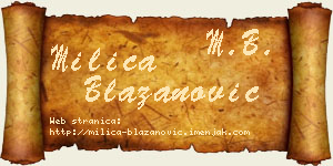 Milica Blažanović vizit kartica